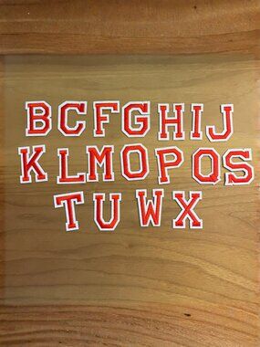 Iron On Patches 18 PCS Red & White Alphabet (SKU: 64MI)